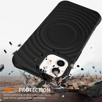 For iPhone 12 mini Magnetic Case with Strap Water Ripple Texture Liquid Silicone Phone Cover
