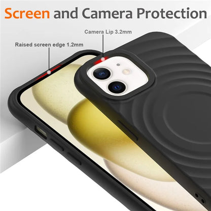 For iPhone 12 mini Magnetic Case with Strap Water Ripple Texture Liquid Silicone Phone Cover