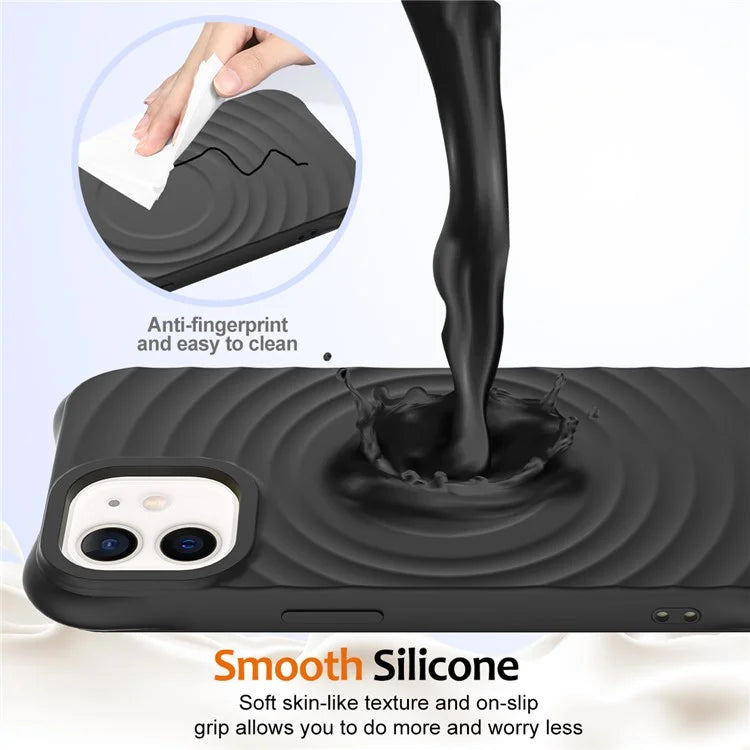 For iPhone 12 mini Magnetic Case with Strap Water Ripple Texture Liquid Silicone Phone Cover