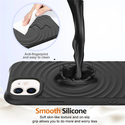 For iPhone 12 mini Magnetic Case with Strap Water Ripple Texture Liquid Silicone Phone Cover