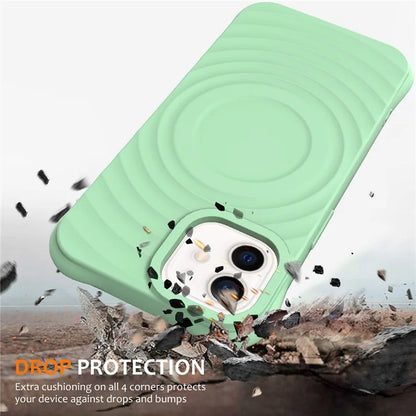For iPhone 12 mini Magnetic Case with Strap Water Ripple Texture Liquid Silicone Phone Cover