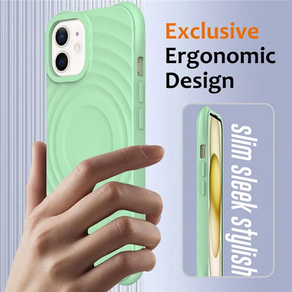 For iPhone 12 mini Magnetic Case with Strap Water Ripple Texture Liquid Silicone Phone Cover