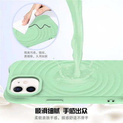 For iPhone 12 mini Magnetic Case with Strap Water Ripple Texture Liquid Silicone Phone Cover