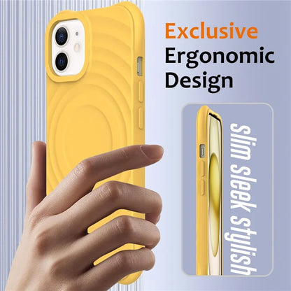 For iPhone 12 mini Magnetic Case with Strap Water Ripple Texture Liquid Silicone Phone Cover