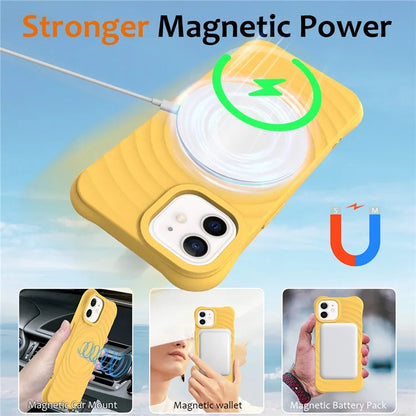 For iPhone 12 mini Magnetic Case with Strap Water Ripple Texture Liquid Silicone Phone Cover