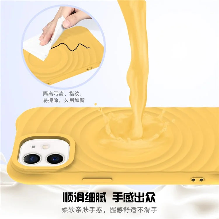 For iPhone 12 mini Magnetic Case with Strap Water Ripple Texture Liquid Silicone Phone Cover