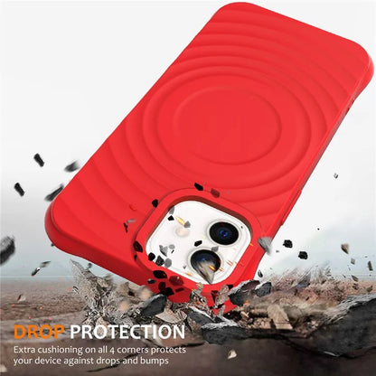For iPhone 12 mini Magnetic Case with Strap Water Ripple Texture Liquid Silicone Phone Cover