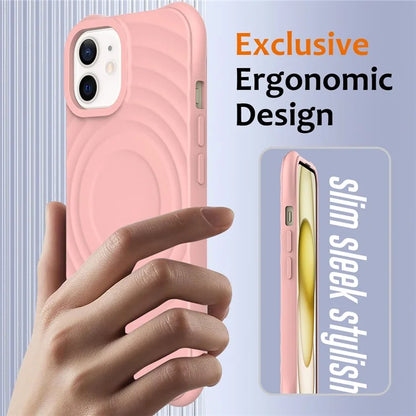 For iPhone 12 mini Magnetic Case with Strap Water Ripple Texture Liquid Silicone Phone Cover