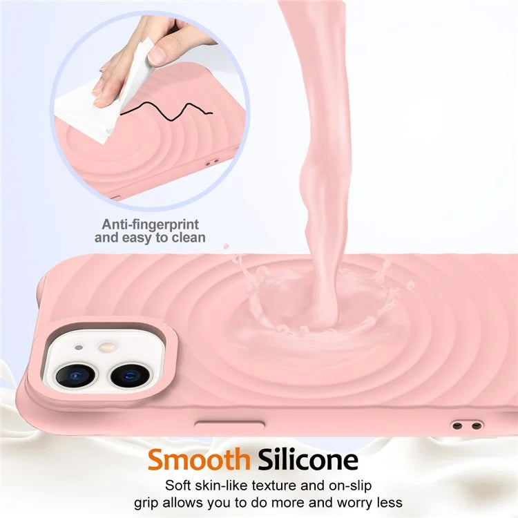 For iPhone 12 mini Magnetic Case with Strap Water Ripple Texture Liquid Silicone Phone Cover