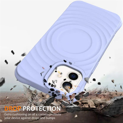 For iPhone 12 mini Magnetic Case with Strap Water Ripple Texture Liquid Silicone Phone Cover