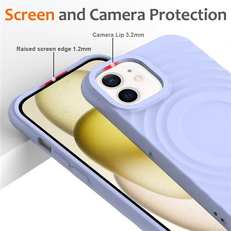 For iPhone 12 mini Magnetic Case with Strap Water Ripple Texture Liquid Silicone Phone Cover