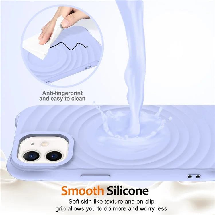 For iPhone 12 mini Magnetic Case with Strap Water Ripple Texture Liquid Silicone Phone Cover