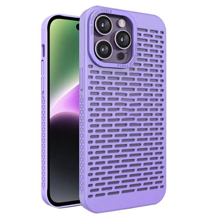 For iPhone 15 Pro Max Case Heat Dissipation Hollow Back Hard PC Phone Cover