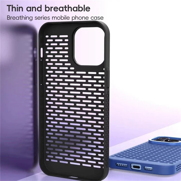 For iPhone 14 Pro PC Case Full Cover Heat Dissipation Hollow Phone Protector
