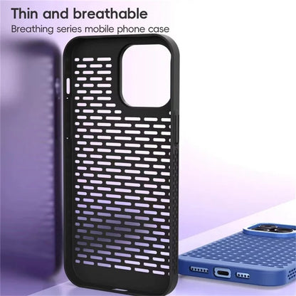 For iPhone 14 Pro PC Case Full Cover Heat Dissipation Hollow Phone Protector