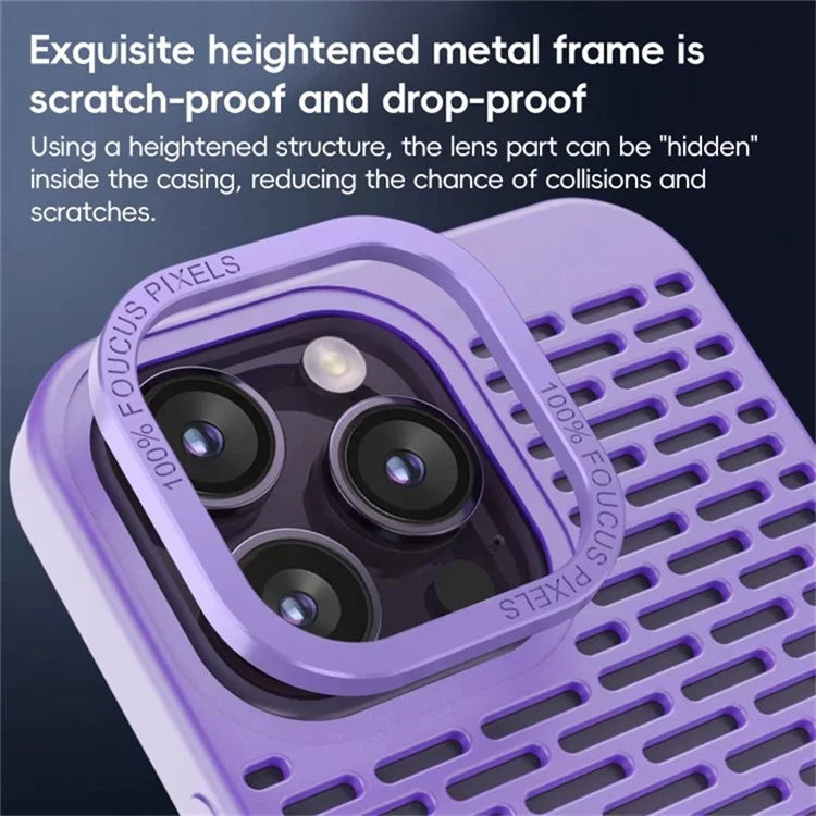 For iPhone 14 Pro PC Case Full Cover Heat Dissipation Hollow Phone Protector