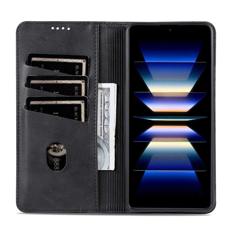 AZNS For Xiaomi Redmi Turbo 3 5G / Poco F6 5G Case PU Leather Magnetic Closure Shockproof Flip Phone Cover