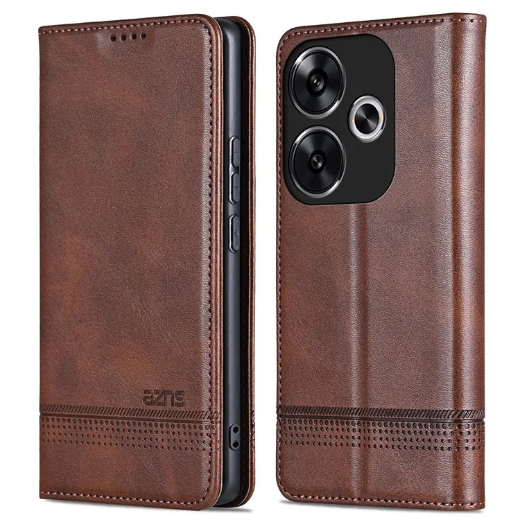 AZNS For Xiaomi Redmi Turbo 3 5G / Poco F6 5G Case PU Leather Magnetic Closure Shockproof Flip Phone Cover