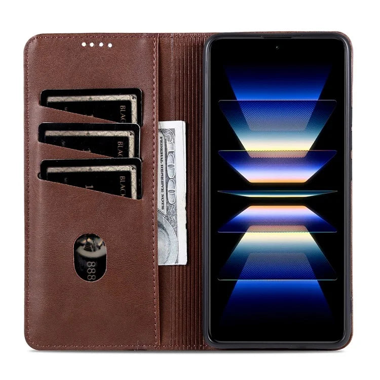 AZNS For Xiaomi Redmi Turbo 3 5G / Poco F6 5G Case PU Leather Magnetic Closure Shockproof Flip Phone Cover