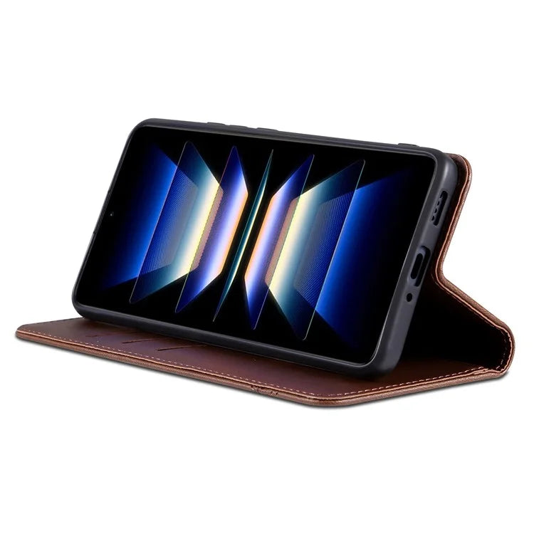 AZNS For Xiaomi Redmi Turbo 3 5G / Poco F6 5G Case PU Leather Magnetic Closure Shockproof Flip Phone Cover