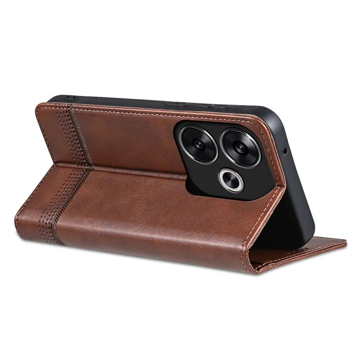 AZNS For Xiaomi Redmi Turbo 3 5G / Poco F6 5G Case PU Leather Magnetic Closure Shockproof Flip Phone Cover