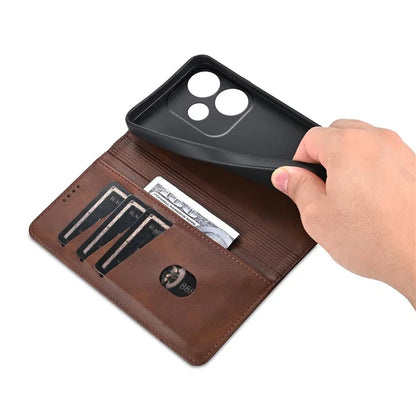 AZNS For Xiaomi Redmi Turbo 3 5G / Poco F6 5G Case PU Leather Magnetic Closure Shockproof Flip Phone Cover