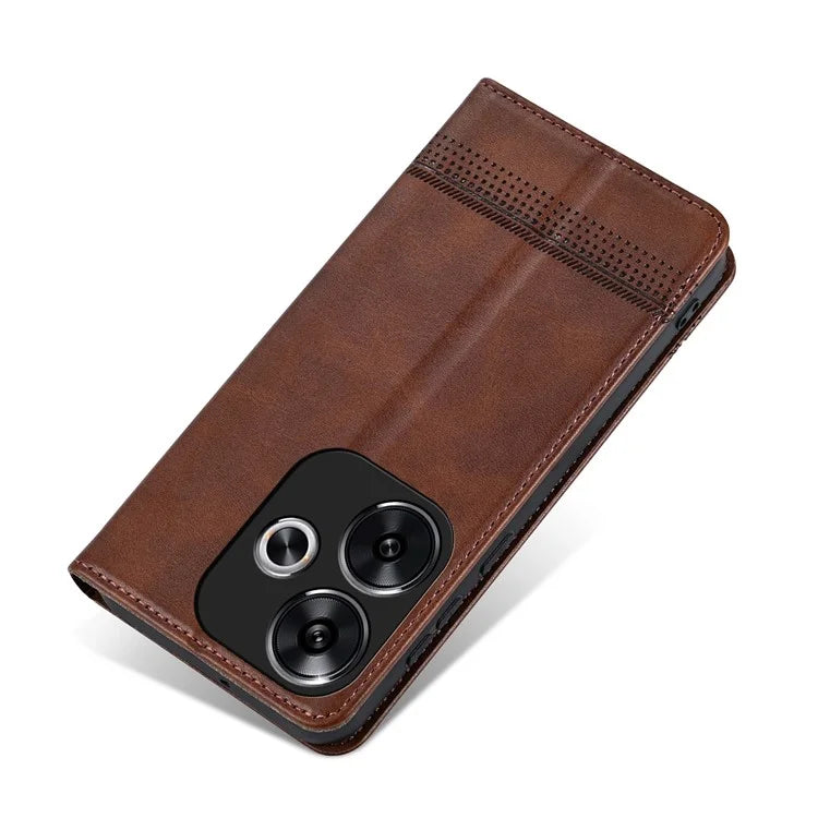 AZNS For Xiaomi Redmi Turbo 3 5G / Poco F6 5G Case PU Leather Magnetic Closure Shockproof Flip Phone Cover