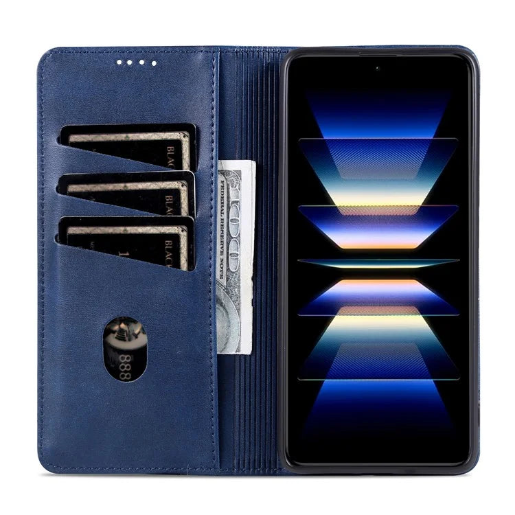 AZNS For Xiaomi Redmi Turbo 3 5G / Poco F6 5G Case PU Leather Magnetic Closure Shockproof Flip Phone Cover