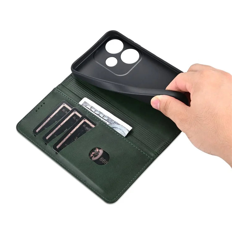 AZNS For Xiaomi Redmi Turbo 3 5G / Poco F6 5G Case PU Leather Magnetic Closure Shockproof Flip Phone Cover