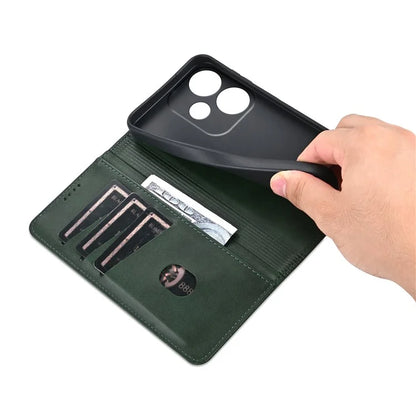 AZNS For Xiaomi Redmi Turbo 3 5G / Poco F6 5G Case PU Leather Magnetic Closure Shockproof Flip Phone Cover