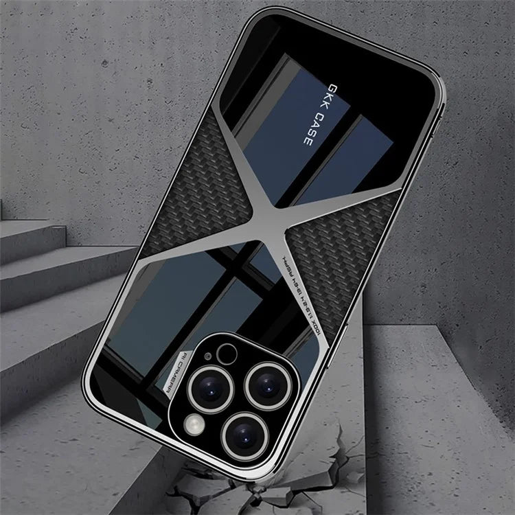 GKK For iPhone 15 Pro Max Case Anti-Scratch Leather+TPU+Hard PC Splice Phone Cover