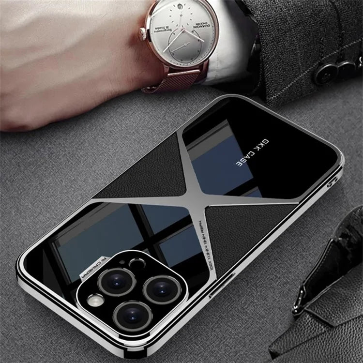 GKK For iPhone 15 Pro Max Case Anti-Scratch Leather+TPU+Hard PC Splice Phone Cover