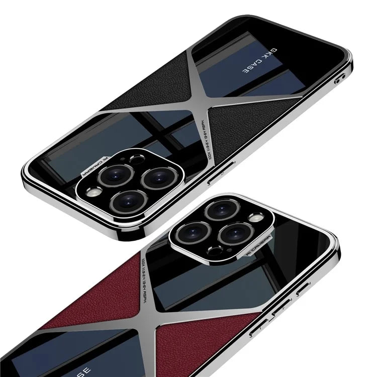 GKK For iPhone 15 Pro Max Case Anti-Scratch Leather+TPU+Hard PC Splice Phone Cover