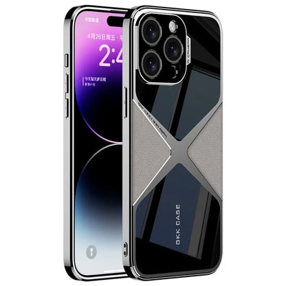 GKK For iPhone 14 Pro Cell Phone Case Leather Coated TPU Frame PC Back Splicing Shell