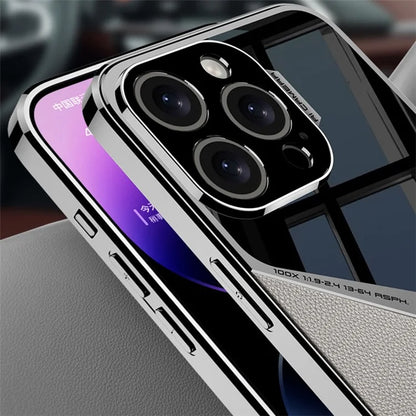 GKK For iPhone 14 Pro Cell Phone Case Leather Coated TPU Frame PC Back Splicing Shell
