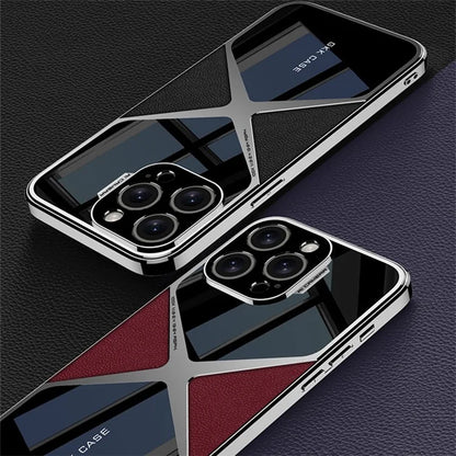 GKK For iPhone 14 Pro Cell Phone Case Leather Coated TPU Frame PC Back Splicing Shell