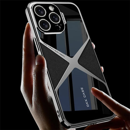 GKK For iPhone 14 Pro Cell Phone Case Leather Coated TPU Frame PC Back Splicing Shell
