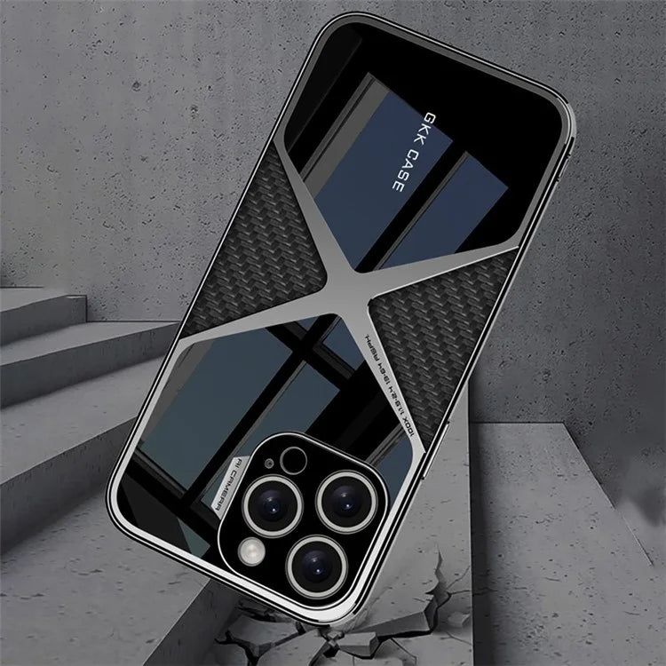 GKK For iPhone 14 Pro Cell Phone Case Leather Coated TPU Frame PC Back Splicing Shell