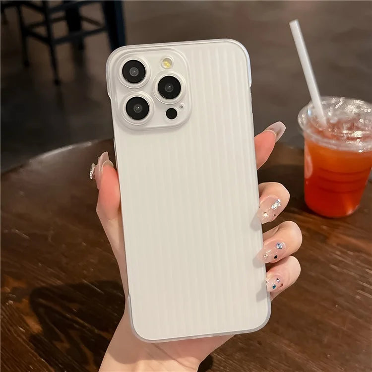 For iPhone 13 Pro Case Translucent PC Corrugated Texture Frameless Phone Cover