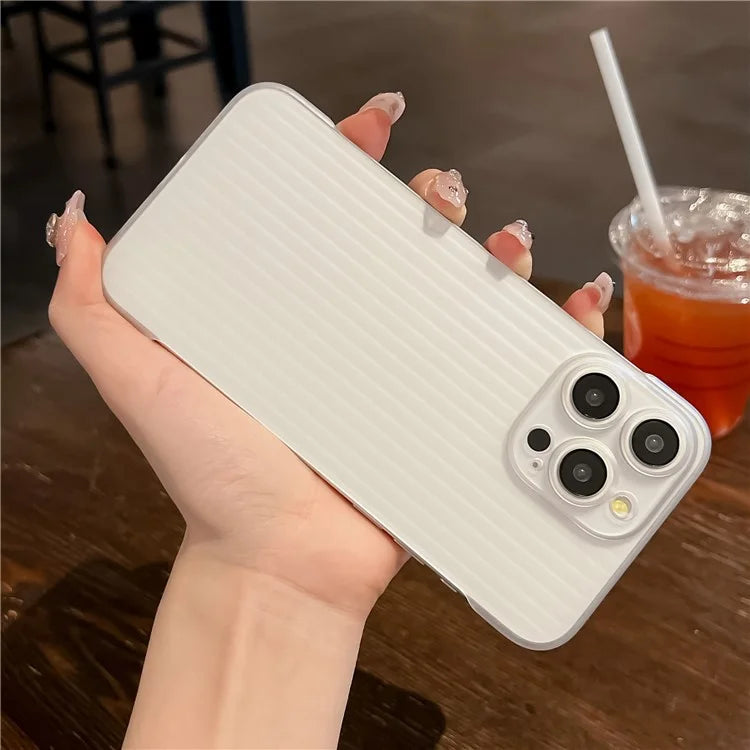 For iPhone 13 Pro Case Translucent PC Corrugated Texture Frameless Phone Cover
