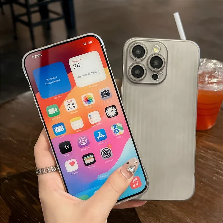 For iPhone 13 Pro Case Translucent PC Corrugated Texture Frameless Phone Cover