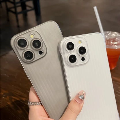 For iPhone 13 Pro Case Translucent PC Corrugated Texture Frameless Phone Cover