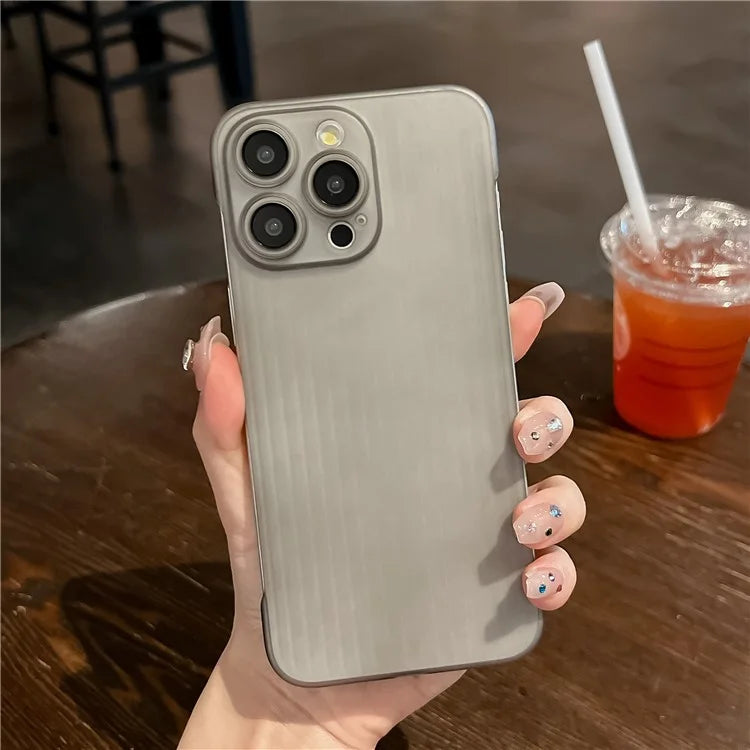 For iPhone 13 Pro Case Translucent PC Corrugated Texture Frameless Phone Cover