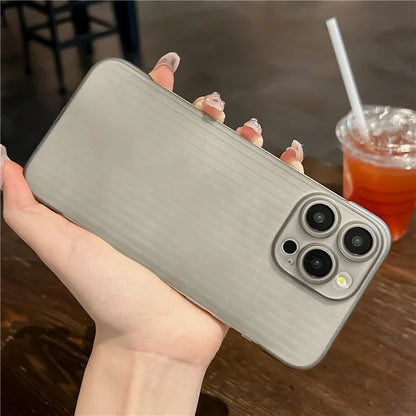 For iPhone 13 Pro Case Translucent PC Corrugated Texture Frameless Phone Cover