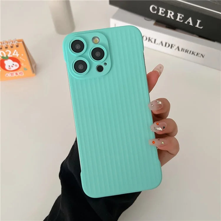 For iPhone 14 Pro Max Case Corrugated Texture Frameless Hard PC Phone Cover