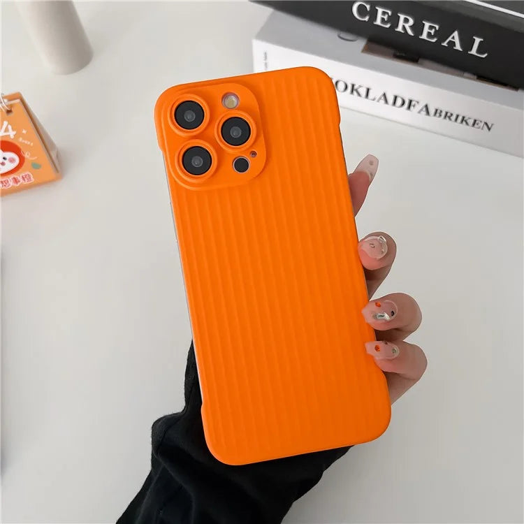 For iPhone 14 Pro Max Case Corrugated Texture Frameless Hard PC Phone Cover