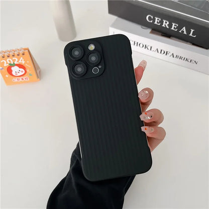 For iPhone 14 Pro Max Case Corrugated Texture Frameless Hard PC Phone Cover