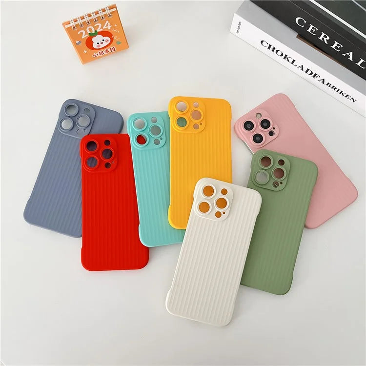 For iPhone 14 Pro Max Case Corrugated Texture Frameless Hard PC Phone Cover