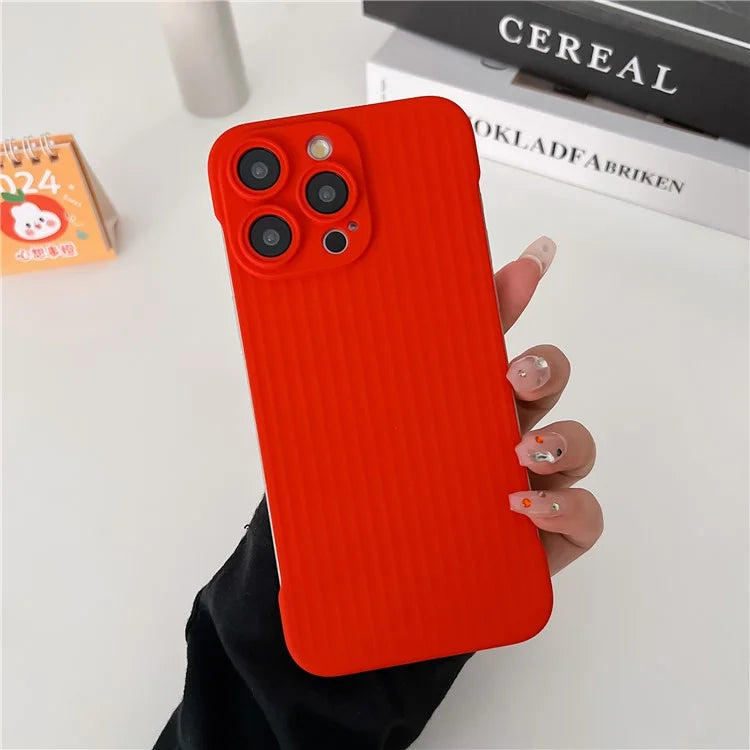 For iPhone 14 Pro Max Case Corrugated Texture Frameless Hard PC Phone Cover