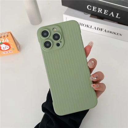 For iPhone 14 Pro Max Case Corrugated Texture Frameless Hard PC Phone Cover